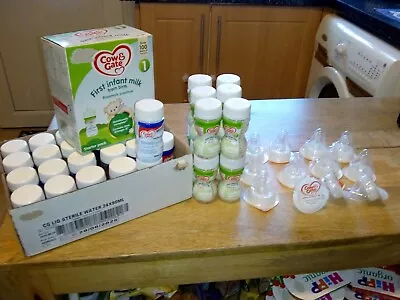 Baby Milk BUNDLE Cow&Gate 3x Starter Pack+Sterilised Water 24 Bottles90ml Each • £35