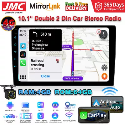 JMC Car Stereo Radio Carplay 4+64G 8-core Android Double Din Touch Screen GPS FM • $249.98