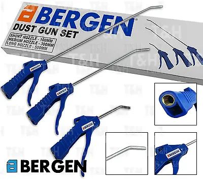 £13.95 • Buy BERGEN Dust Gun Set 3pc Compressed Air Blow Blower Set 100mm 300mm 500mm Nozzle