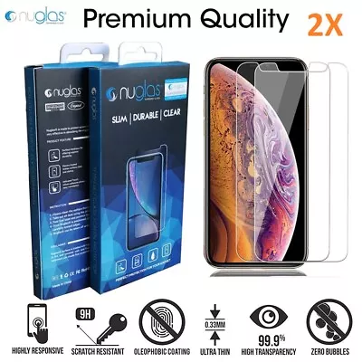 $2.95 • Buy 2xNuglas Tempered Glass Screen Protector IPhone 14 13 12 11 Pro XS Max 8 7 6Plus