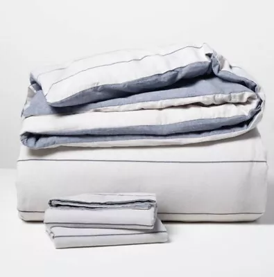 Hearth & Hand With Magnolia Chambray Stripe Duvet Cover Set Full Queen Nwop • $54