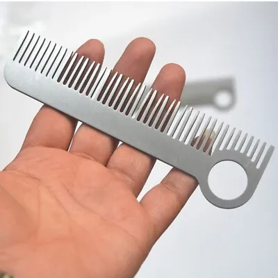 Beard Hair Mustache Comb - Stainless Steel Metal Classic Style Grooming Tool • $9.99