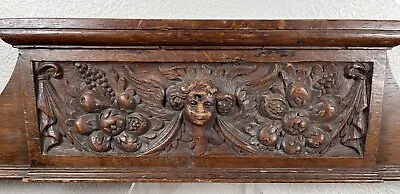 Antique 17th Century Carved Oak Relief Panel Putti Cherub Fruit Flemish Dutch • $549