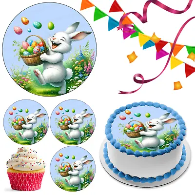 Easter Rabbit Egg Cake Topper Party Decoration Edible Gift Celebration Cupcake • £5.49