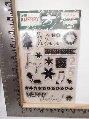 My Mind's Eye Merry And Bright Clear Acrylic 18 Stamps Christmas New A30673 • $6.95
