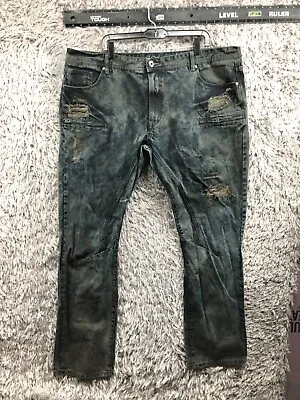 A. Tiziano Straight Jeans Size 44 Mens Acid Wash Blue Distressed Zipper Pocket • $24