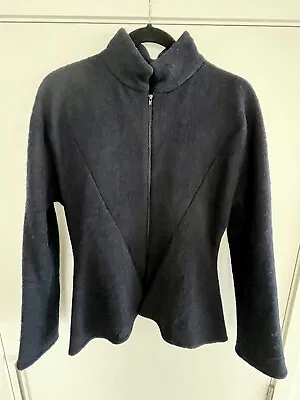 $89 • Buy Scanlan Theodore, Navy Wool Brocade, Zip Peplum Jacket, Size 12