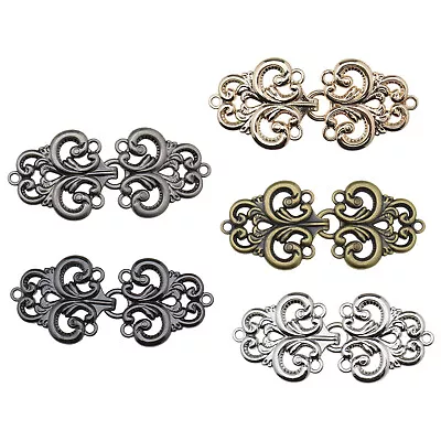 5 Pairs Cape Cloak Clasp Fasteners Sew On Hooks And Eyes Cardigan Clip 66x30mm • £9.85