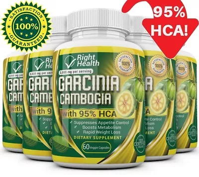 $18.99 • Buy 5 Pack GARCINIA CAMBOGIA 95% HCA Diet Pills Weight Loss Fat Burner 3000mg STRONG