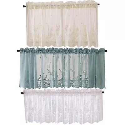 Modern Lace Window Curtains Valance Lace Hem Coffee Short Curtain Home Decor • $14.73