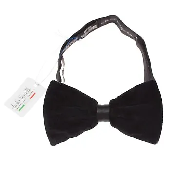 Italo Ferretti NWT Velvet Bow Tie Adjustable Size In Solid Black • $97.49