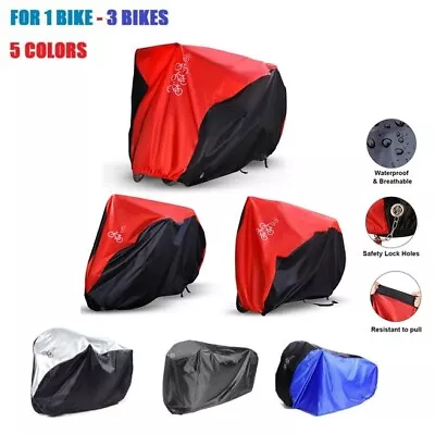 Bike Cover Waterproof Rain UV Protector Storage For Single/Double/Triple Bicycle • £15.99