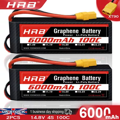 2x Graphene 14.8V 4S 6000mAh LiPo Battery XT90 For Rc Car Helicopter Plane Boat • £139.99