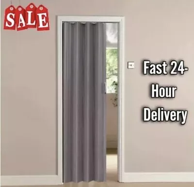 Grey Oak Effect Bi Folding Door PVC Panel Magnetic Sliding Accordion Concertina • £45.95