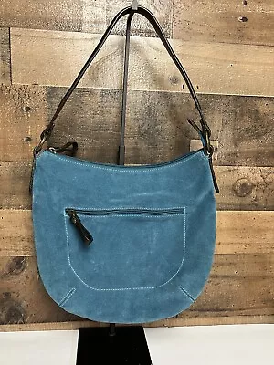 Maurizio Taiuti Shoulder Hand Bag Purse Hobo Blue Turquois Suede Italy Label • $34.99