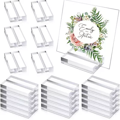 Transparent Acrylic Stands Place Card Holders Table Number Display Stands • £3.13