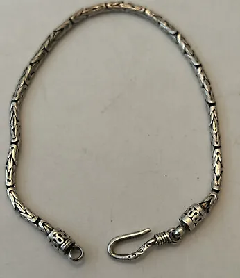 BALI Byzantine Solid 925 Sterling Silver Bracelet 8.25 • $18