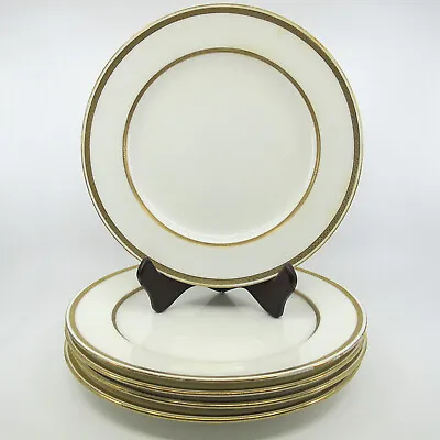 G8338 By MINTON For TIFFANY Gold Encrusted 5 Dinner Plate Set Crazed & Stained • $395