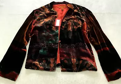 Harari Womens Silk Blend Velvet Blazer Size S One Button Art To Wear Lined NWT • $89.99