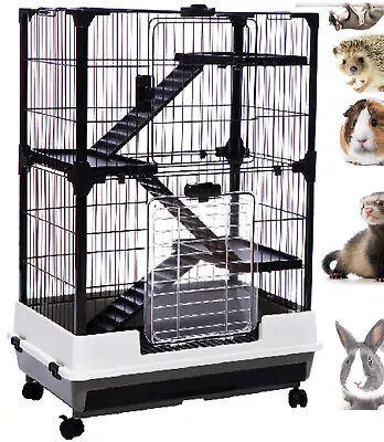 4-Floors Indoor Guinea Pig Rabbit Bunny Ferret Kitten Rolling Cage Hutch House • $99.23