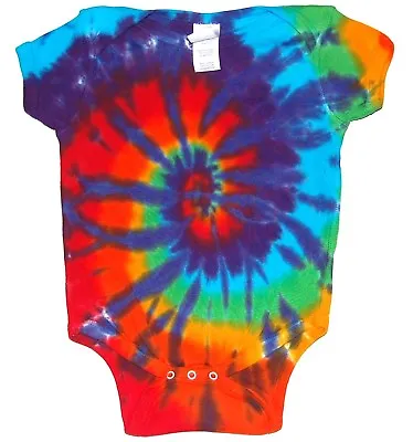 Baby TIE DYE Rainbow Spiral Infant Creeper Hippie NB 6 12 18 24 Month Custom Art • $37.61