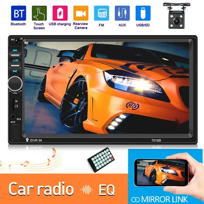 7  2 Din Car Radio MP5 Player Stereo Touch Screen AUX USB FM Bluetooth + Camera • $29.99