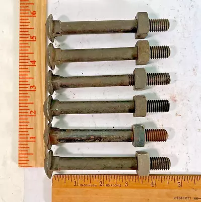 6 Vintage Nos Round Head Carriage Bolts & Square Nuts 1/2  Dia X 4 1/2  Length • $18.47