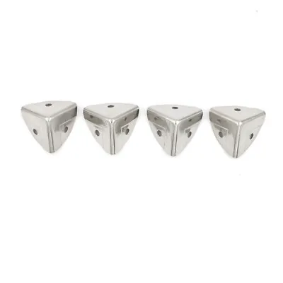 4pcs Silver Metal Corner Brackets Angle Brace Protector Trunk Box Case Ches.-MF • $2.77