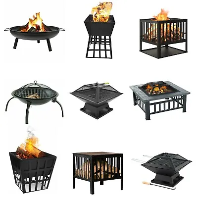 £26.99 • Buy Outdoor Fire Pit Garden Fire Pit Camping Patio Heater Large Log Burner Bbq