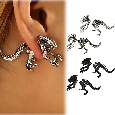 Men Punk Rock 3D Alien Xenomorph Ear Studs Piercing Jewelry Earrings • £4.22