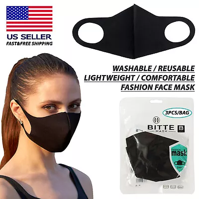 (3PCS) Washable/Reusable/Comfortable Fashion Protective Face Mask (Black) • $5.99