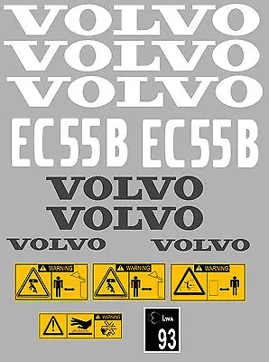 Volvo Ec55b Digger Complete Decal Sticker Set With Safety Warning Decals • $58.54