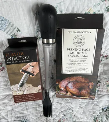WILLIAMS & SONOMA Meat Injector Brining Bags Basting Brush • $19