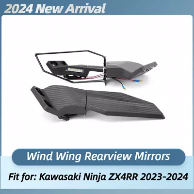 Rearview Wing Mirrors W/ LED Turn Signals Lights For Kawasaki ZX4RR 2023 2024 • $45.50