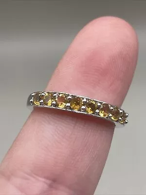 Vintage Sterling Silver & Citrine Band Ring Size 7.5 Gemstone Jewelry 925 • $24.98