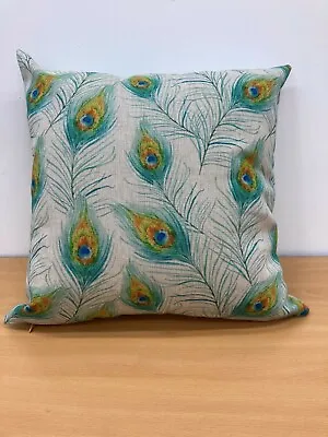 £7.95 • Buy Cushion Cover 17  X 17  Peacock Feathers Both Sides Linen Style Zipped