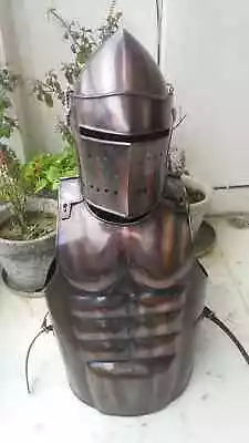 Medieval Knight Muscle Armor Jacket W/Barbuta Helmet Reenactment Halloween Item • $186.01