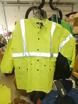 Hi-Vis Lime Green Safety Reflective Rain Suit Jacket/Hood/Pants S/M/XL/3X • $14