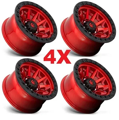 17 Fuel Covert Red Black Lip Wheels Rims 17x9.5 5x127 Jeep Wrangler Gladiator 4 • $1460