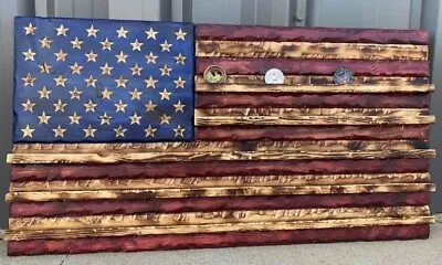 Antique Designer Coin Holder American Flag Wooden National Vintage Hand Painted • $171