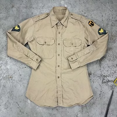 US Army Service Shirt Mans Cotton Twill Khaki 50s Vtg Japan 16.5  • $25