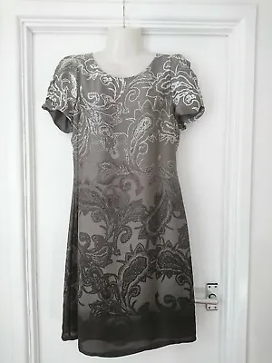 Marks&spencer Portfolio Ruched Short Puff Sleeve Lined Shift Dress Size 10 • £9.99