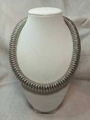 Unique Steampunk Theme Stretchy Bouncy Weighty Silver Tone Coil Necklace. • $5