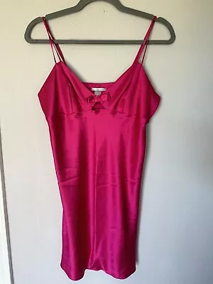 VICTORIA SECRET Women's Medium Hot Pink Slip Dress Bow Sleeveless T • $15