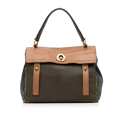 $464.58 • Buy Authenticated YSL Bicolor Muse Two Brown Calf Leather Handbag