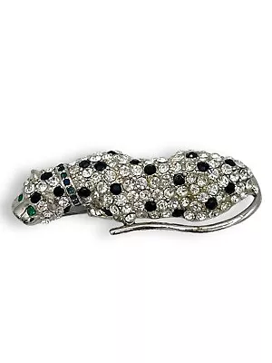 Vtg Kenneth Jay Lane KJL Avon Crystal Pave Leopard With Green Eyes Brooch Pin • $59.99