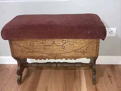 Vintage Eastlake Style Padded Top Stool With Storage • $85