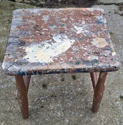 Amazing Old Rustic Footstool Artist Seat Wooden Milking Stool 36x28x43cm • £49.99