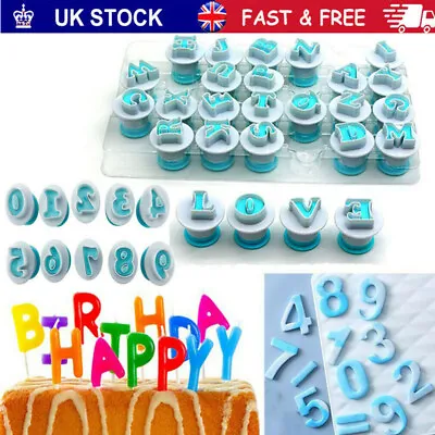 Alphabet Number Letter Fondant Mold Cake Decorating Cookie Plunger Cutter Mould • £8.60