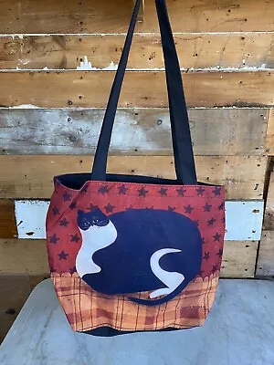Warren Kimble Black And White Fat Cat Tote With Zipper • $25